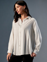 AND Vertical Stripes Spread Collar Casual Shirt