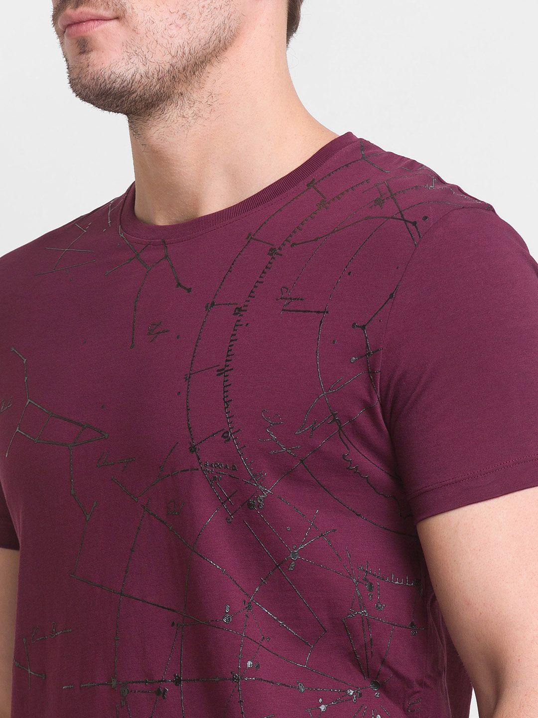 Being Human Men Purple Printed Cotton T-shirt