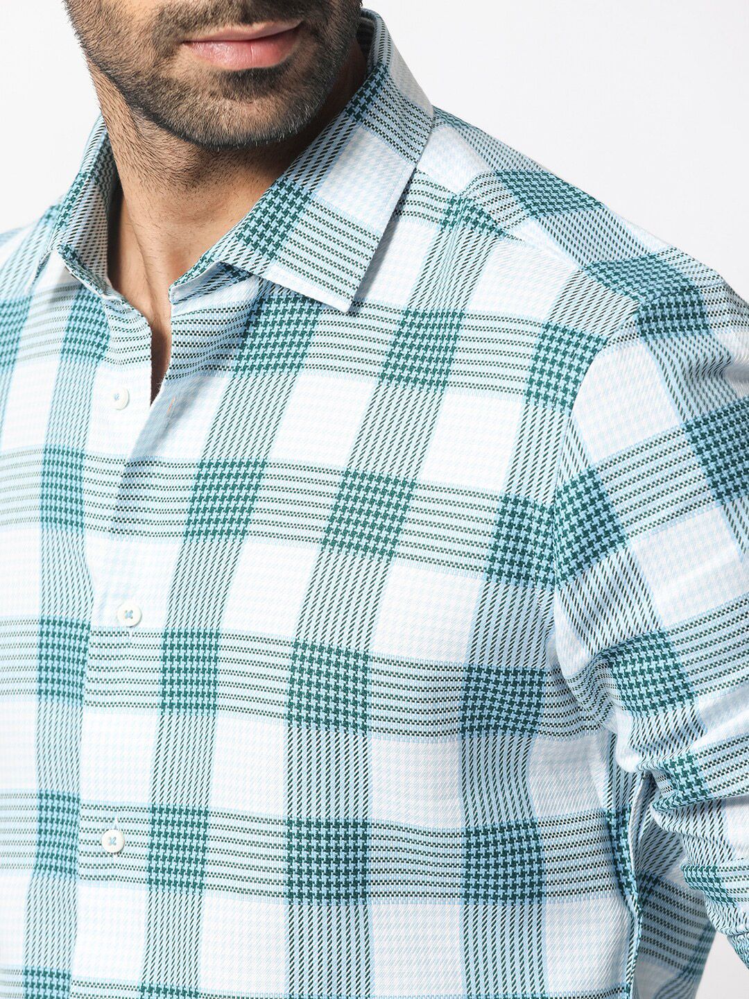 RARE RABBIT Men Ventura Slim Fit Tartan Checked Cotton Shirt