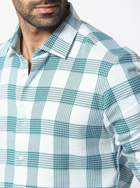 RARE RABBIT Men Ventura Slim Fit Tartan Checked Cotton Shirt