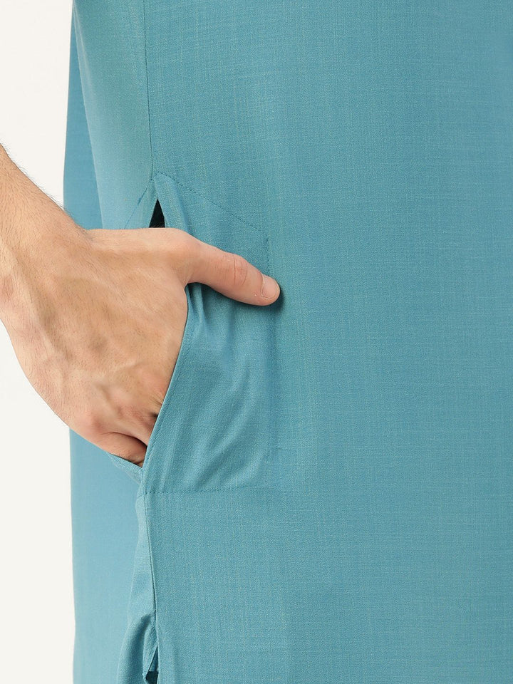 SOJANYA Men Blue Solid Pathani Kurta