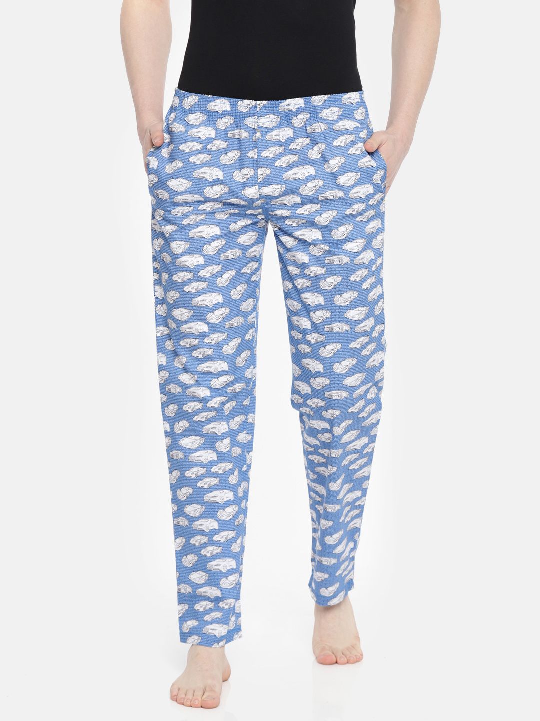 The Indian Garage Co Men Blue & White Printed Lounge Pants SP18-LNGE03-08