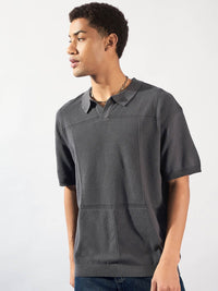DENNISON Oversized Polo Collar Knitted T-Shirt