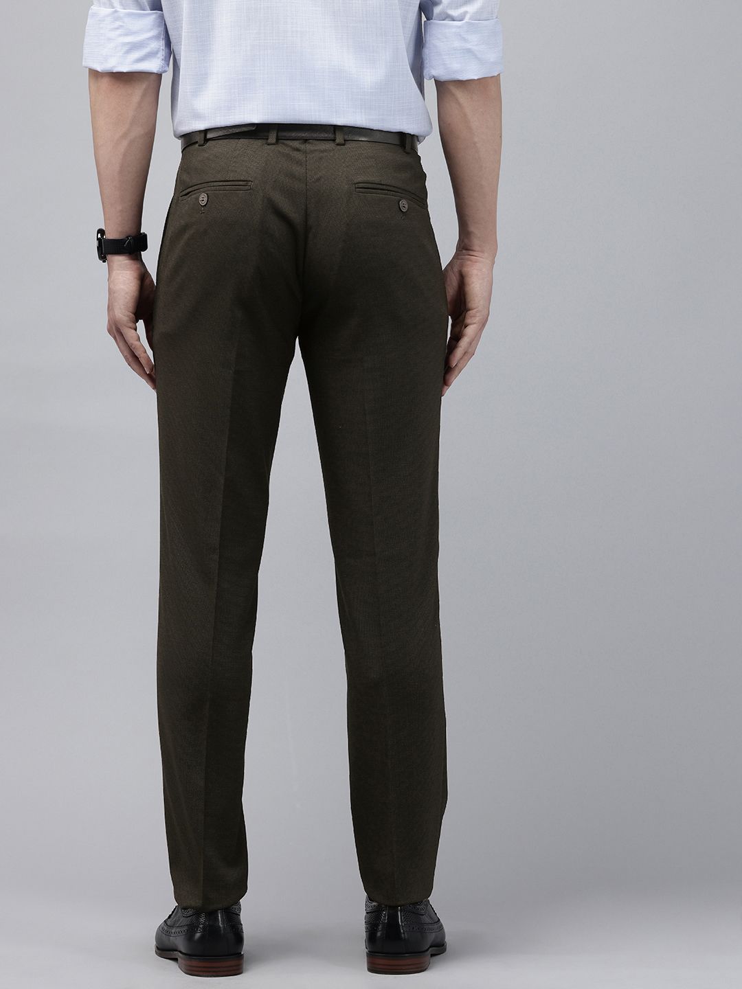 Park Avenue Men Self Design Textured Slim Fit Formal Trousers