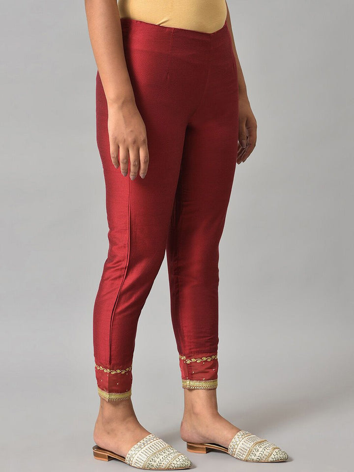 W Women Hem Design Slim Fit Cigarette Trousers