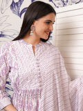 Vishudh Pink Ethnic Motifs Printed Regular Pure Cotton Kurta with Trouser & Dupatta