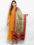 Saree mall Cream-Coloured & Pink Printed Dupatta