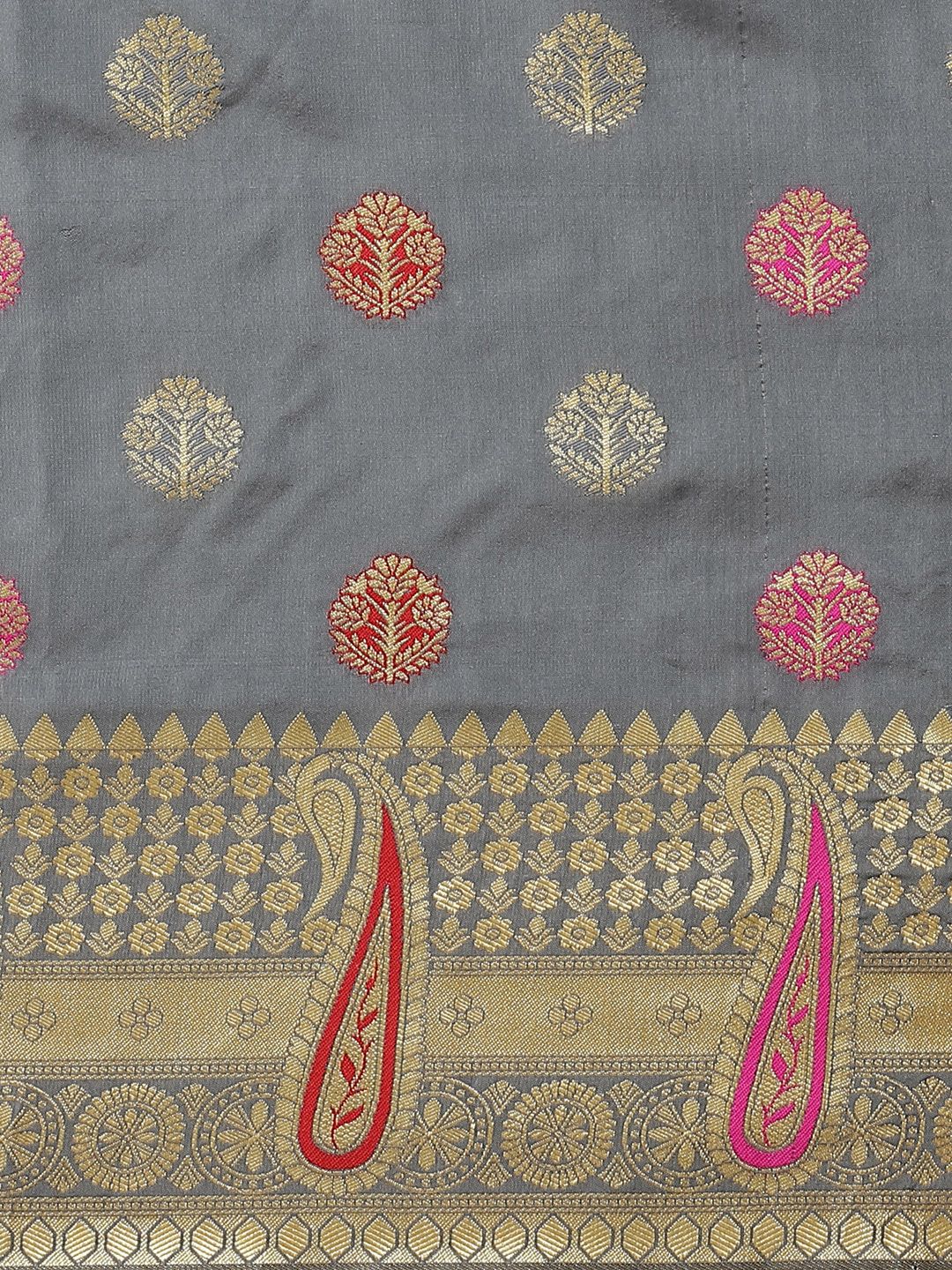 Saree mall Grey & Golden Woven Design Banarasi Saree