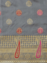 Saree mall Grey & Golden Woven Design Banarasi Saree