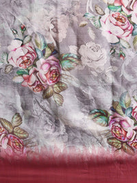 Saree mall Grey & Maroon Printed Saree
