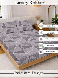 Moda Rapido X KLOTTHE Purple Geometric 300 TC King Bedsheet with 2 Pillow Covers