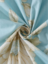 KLOTTHE Blue Floral Pure Cotton 400 TC Super King Bedsheet with 2 Pillow Covers-270X270 cm