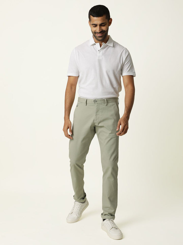 RARE RABBIT Men Jacob Mid-Rise Cotton Slim Fit Trouser