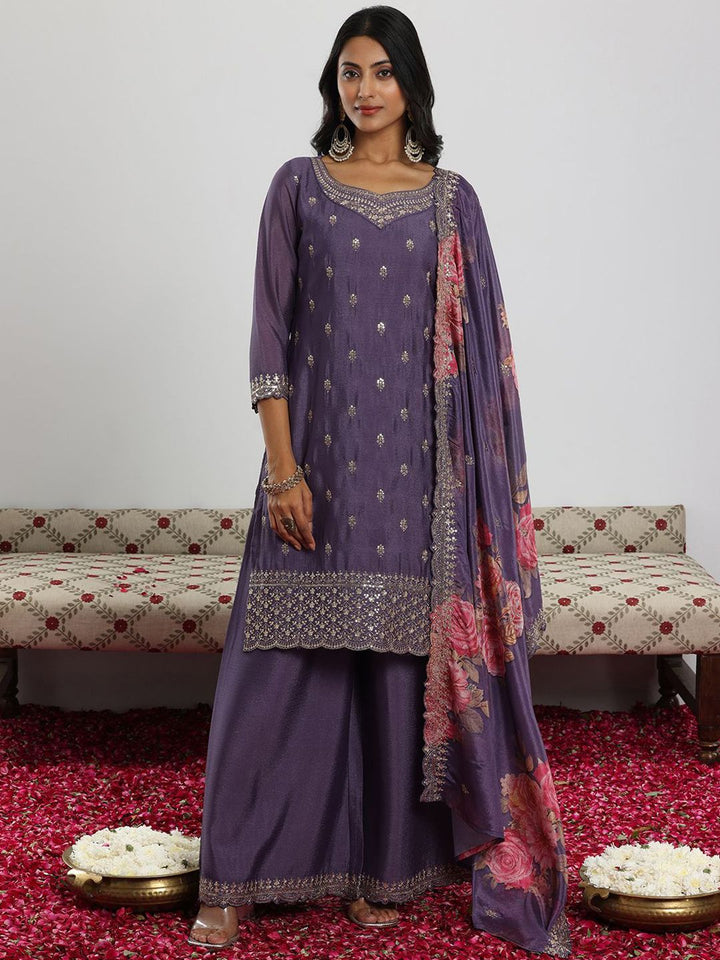 Libas Women Floral Embroidered Regular Kurta with Palazzos & With Dupatta