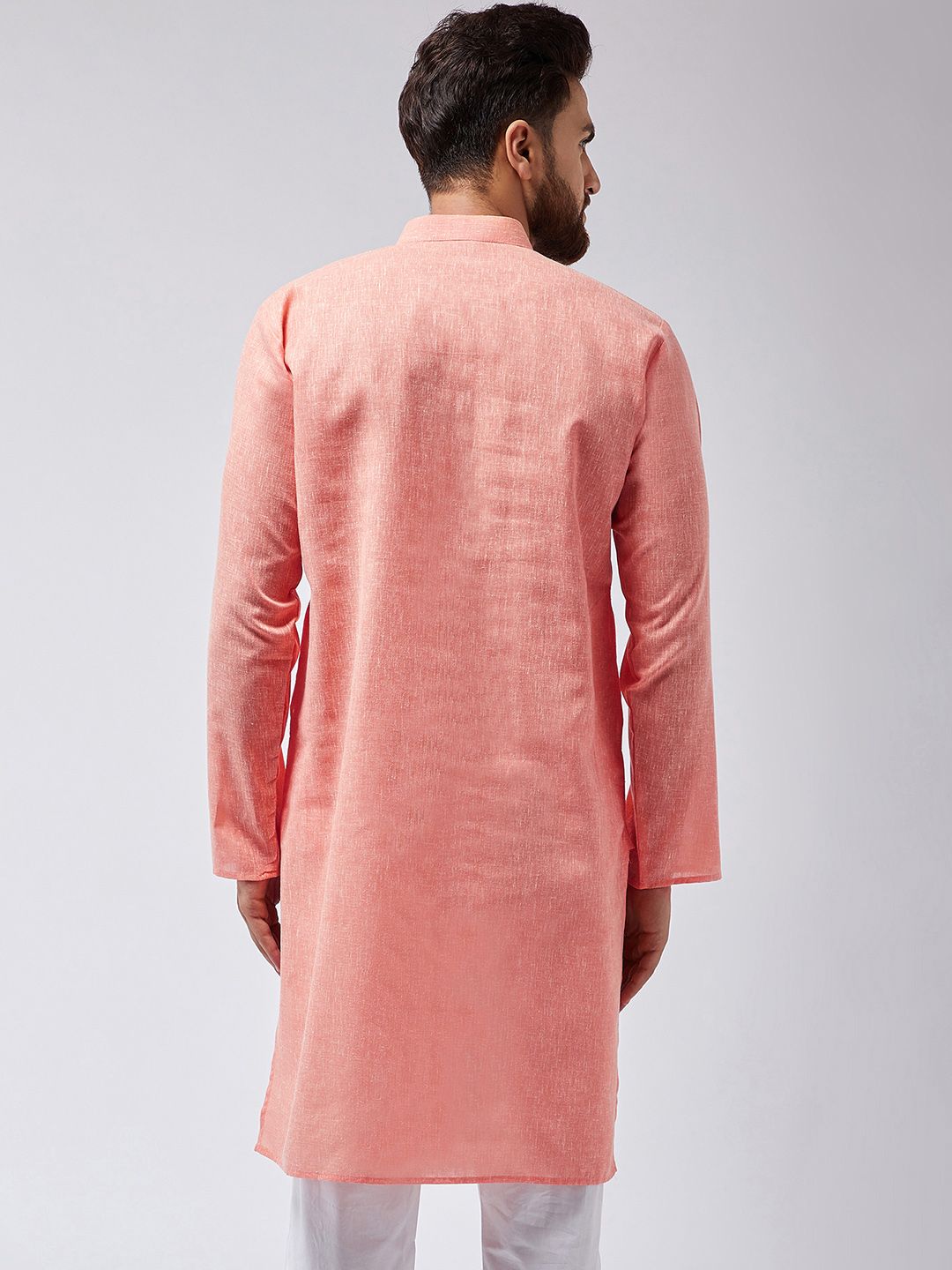 SOJANYA Kurta Lurus Pepejal Berwarna Peach Lelaki