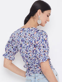Berrylush Women White Printed Wrap Top