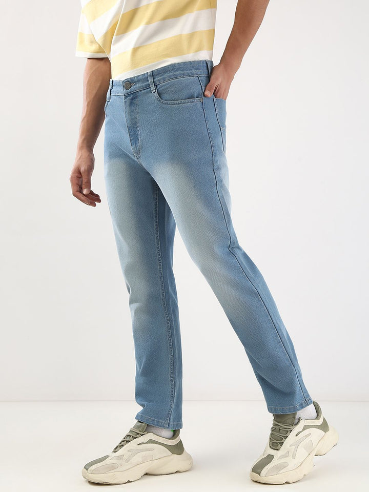 Urbano Fashion Men Straight Fit Mid-Rise Light Fade Stretchable Jeans