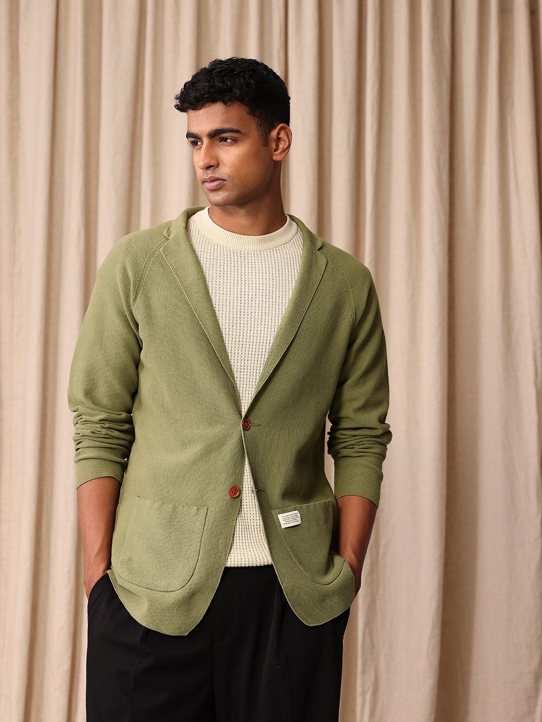 Mr Bowerbird Self Design Tailored Fit Single-Breasted Casual Blazer