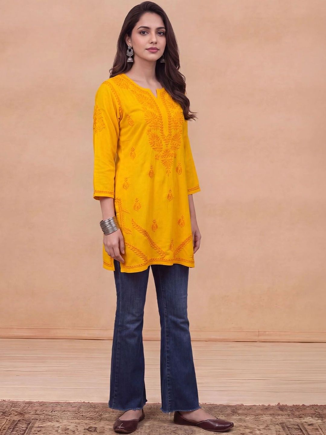 Rumah Wanita Chikankari Sulam Kurta Chikankari