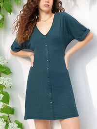 DressBerry Elevated Casuals Rib Knit Empire Mini Dress