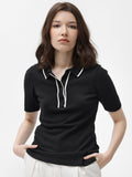RAREISM Knitted Polo Collar Cotton T-Shirt