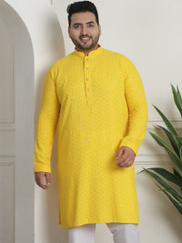 SOJANYA PLUS Geometric Embroidered Sequinned Cotton Straight Kurta