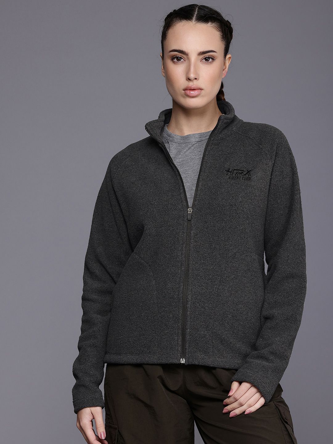 HRX by Hrithik Roshan Open Front Fleece Sweatshirt