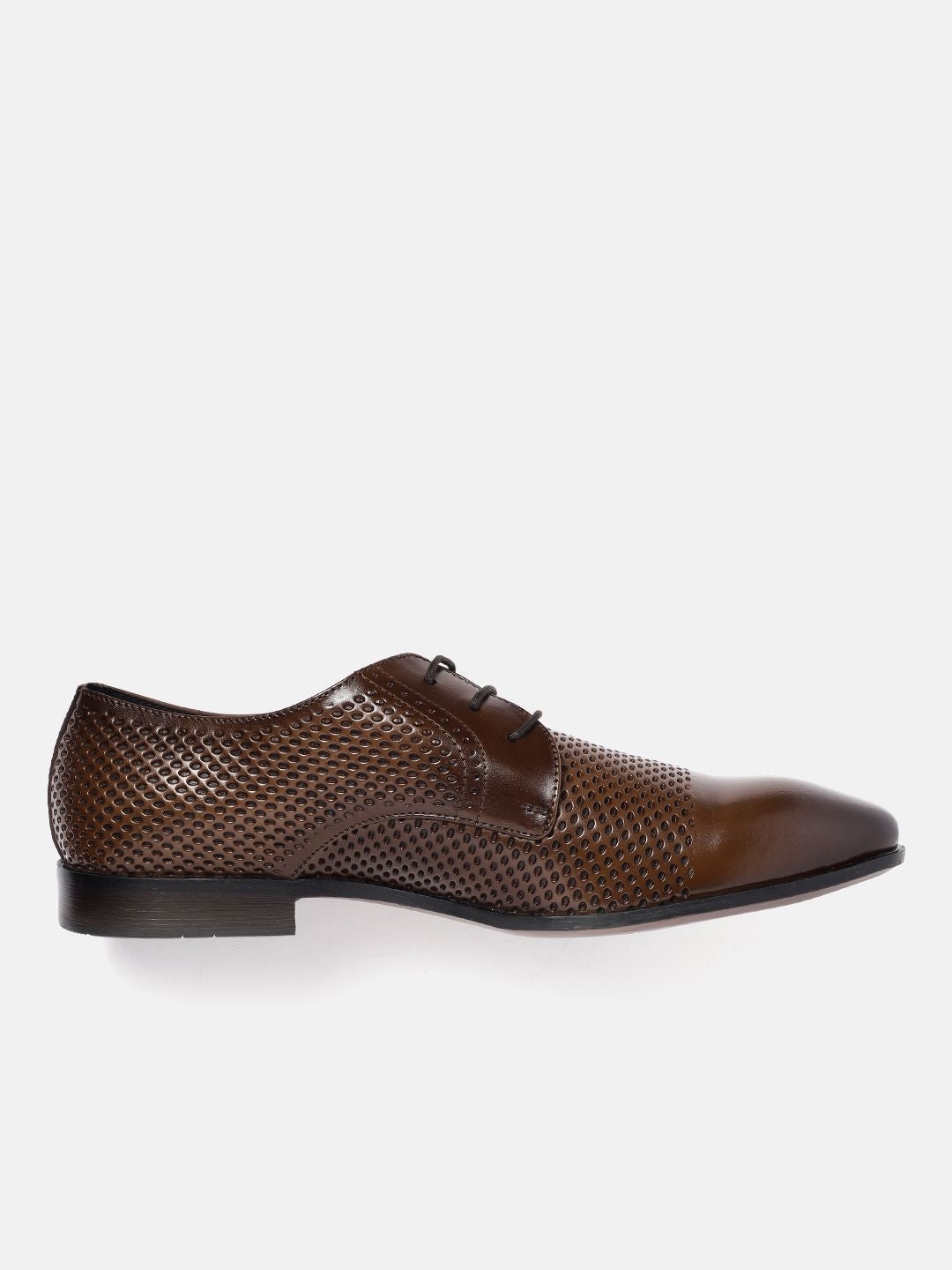 House of Pataudi Men Perforated Detailing Formal Derbys