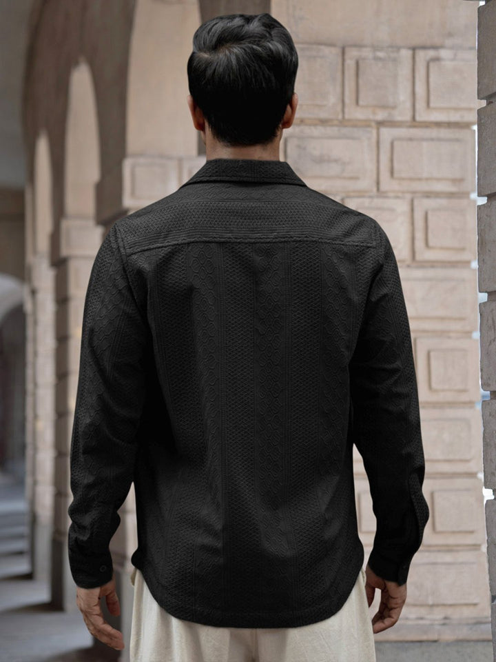 Powerlook Men Spread Collar Solid Casual Shirt