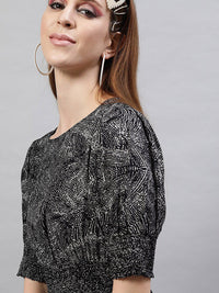 STREET 9 Black Printed A-Line Dress