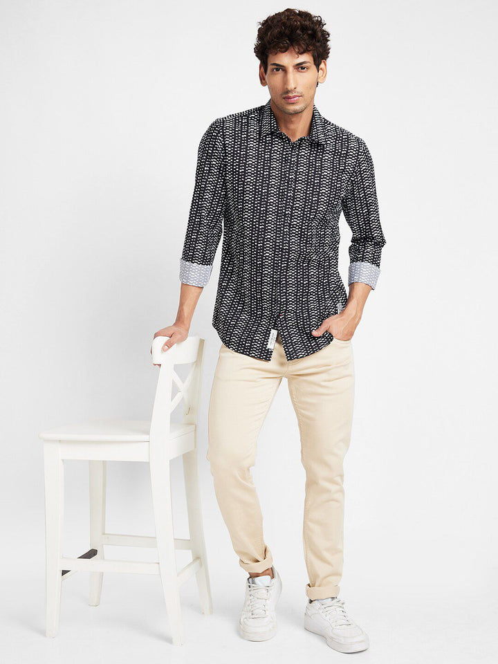 Being Human Slim Fit Abstract Printed Casual Shirt