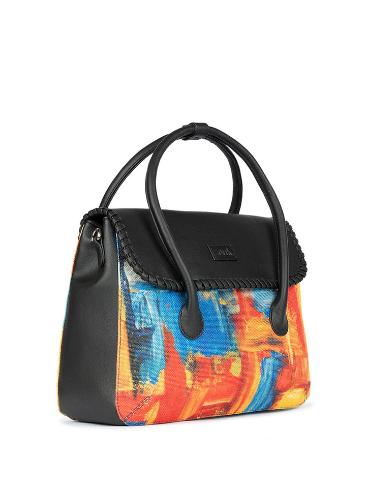 ZOUK Abstract Printed Structured Handheld Bag