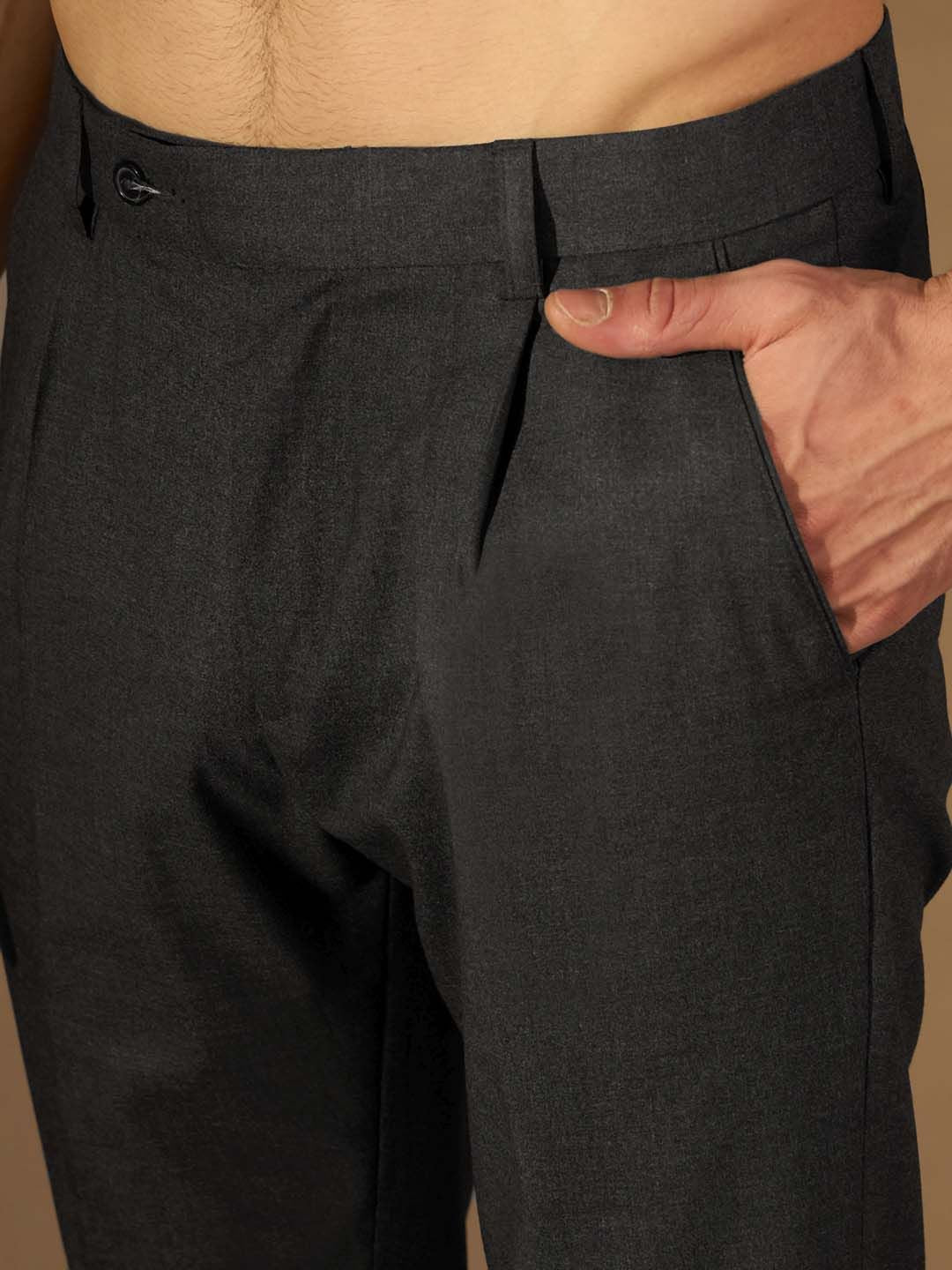 DENNISON Men Smart Tapered Fit Easy Wash Formal Trousers
