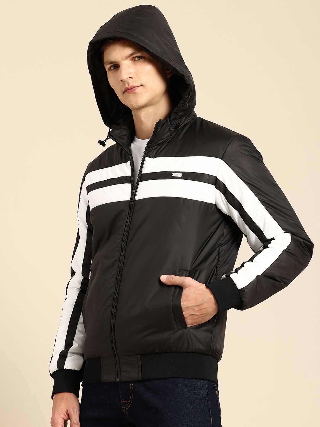 Being Human Striped Hooded Padded Jacket