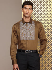 House of Pataudi Red Carpet Pure Cotton Embroidered Opaque Party Shirt