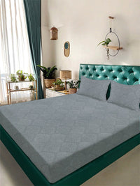 Myntra Elegant Homes Grey Floral 300 TC Cadar Katil King Dengan 2 Sarung Bantal