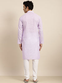 Anug by SOJANYA Men Purple Striped Pure Cotton Kurta