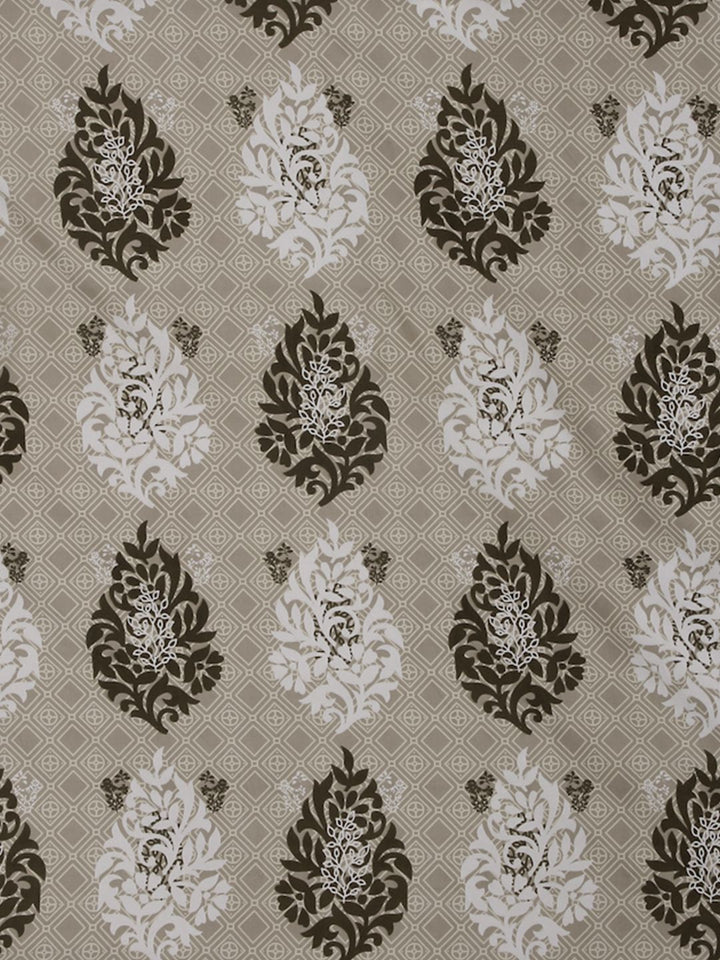KLOTTHE Beige Ethnic Motifs Cotton 300 TC Dilengkapi Cadar Bujang Halus dengan Sarung Bantal-87 x 59 inci