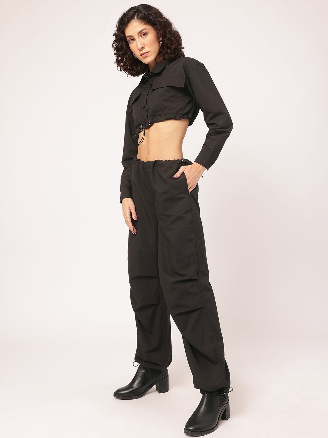 DressBerry Everyday Explorer Crop Shirt & Parachute Pants Co-Ords with Toggles