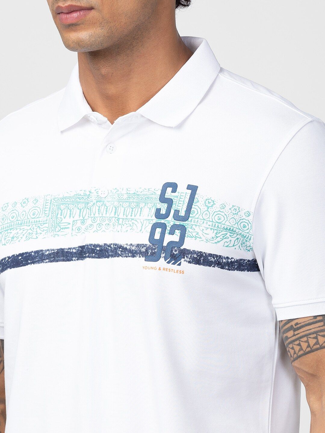 SPYKAR Men Printed Polo Collar Slim Fit T-shirt