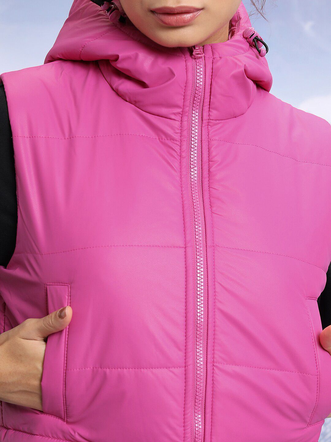 Tokyo Talkies Pink Hooded Cropped Padded Jacket
