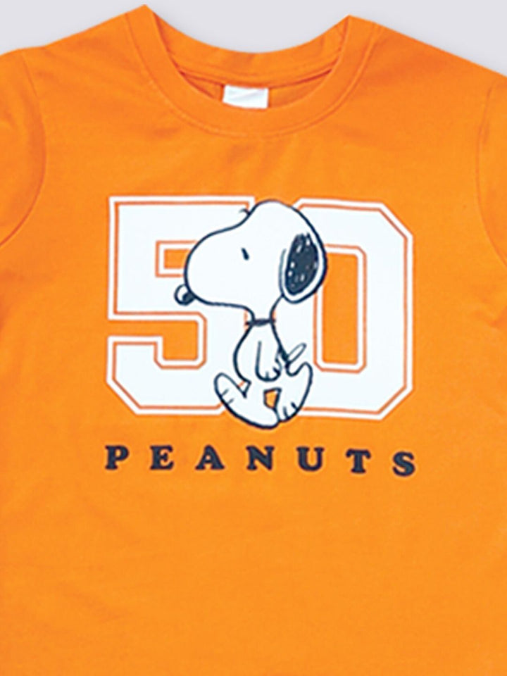 Moms Love Infant Boys Peanuts Printed Cotton T-shirt with Trousers