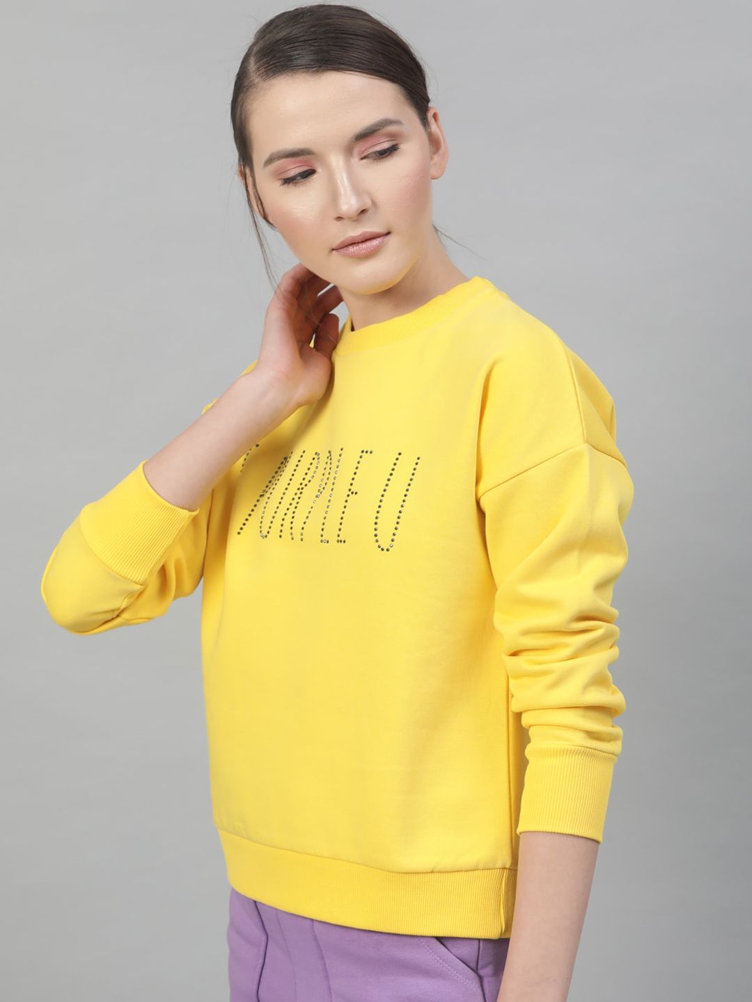 STREET 9 Women Yellow Embellished Sweatshirt