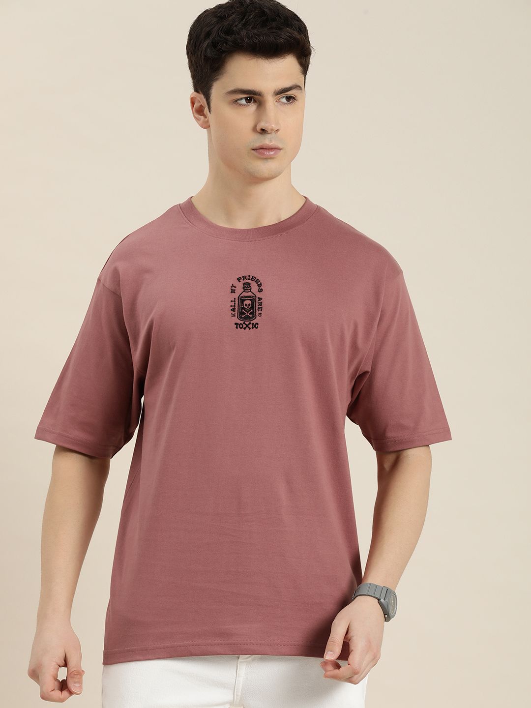 Difference of Opinion Men Graphic Embroidered Oversized T-shirt