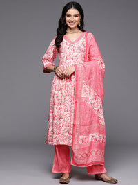 Libas Printed Pleated Gotta Patti Kurta with Palazzos & Dupatta