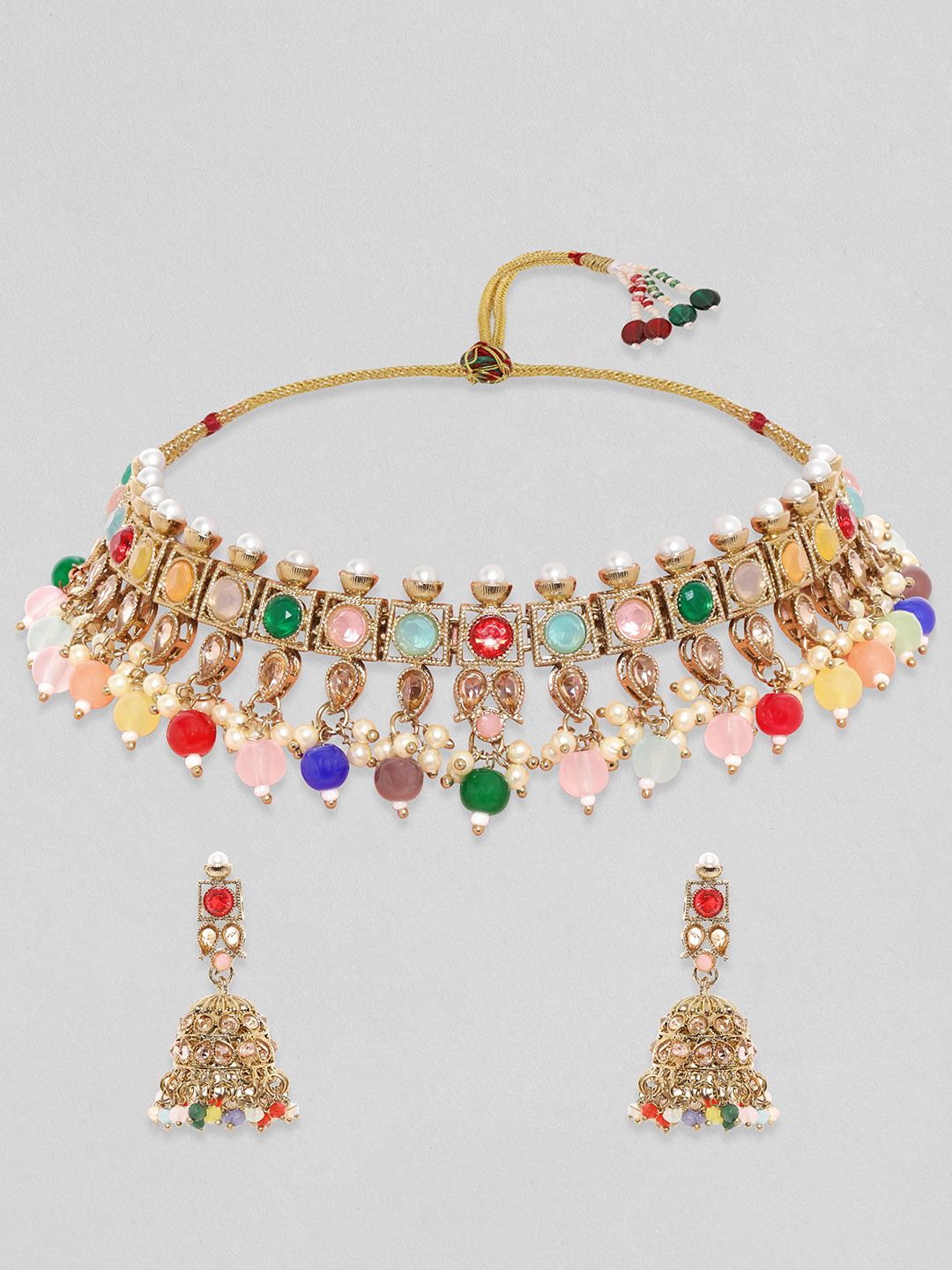 Rubans berbentuk emas berbilang warna CZ Studded Pearl Beaded Budak Barang Perhiasan