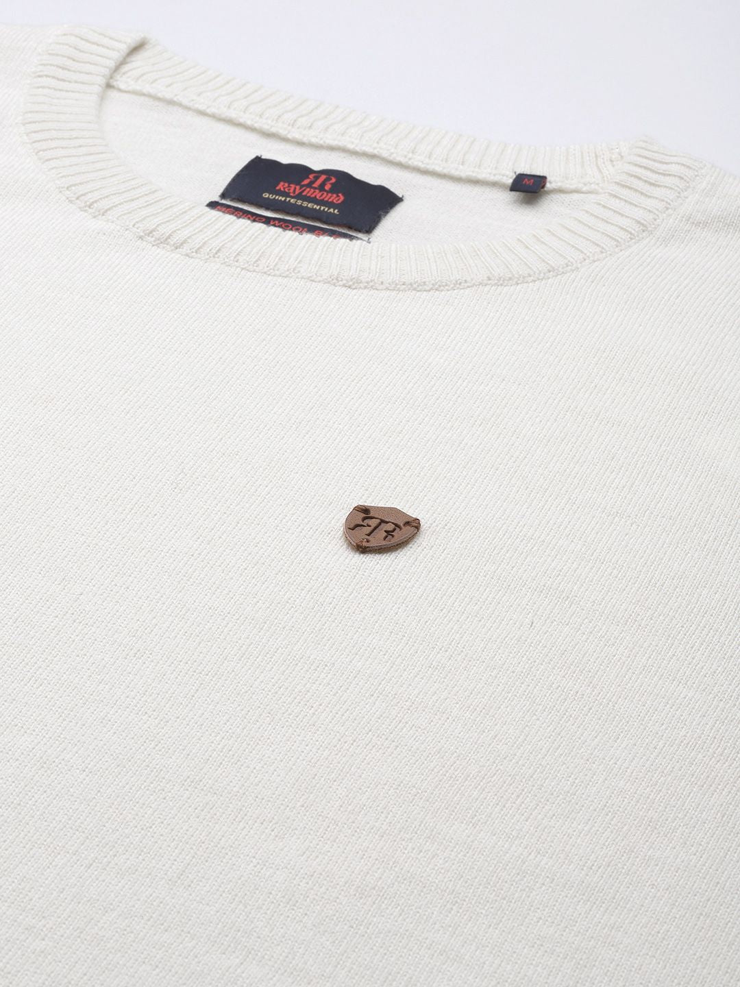 Raymond Men White & Blue Self-Design Pullover