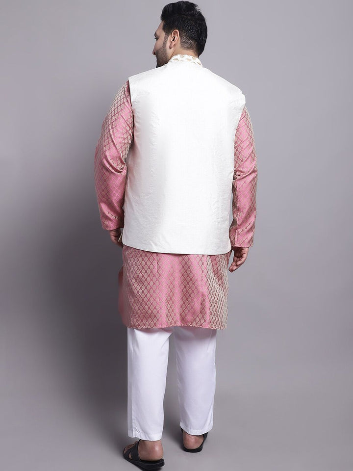 SOJANYA PLUS Ethnic Motifs Woven Design Kurta With Pyjamas & Nehru Jacket