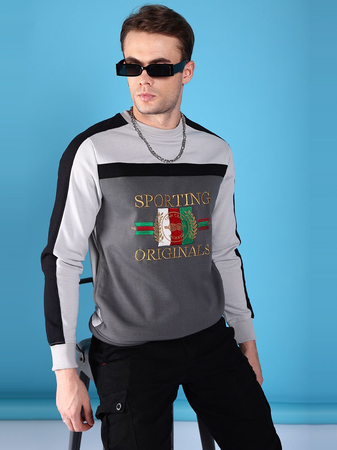 The Indian Garage Co Men Embroidered Sweatshirt