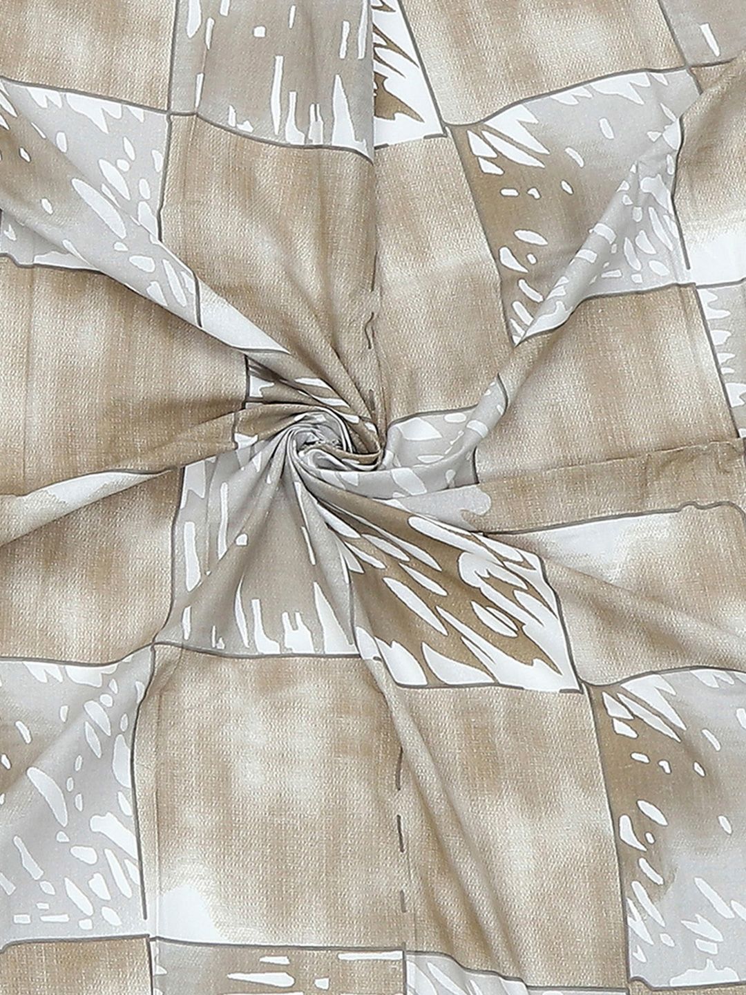 Monte Carlo Beige &amp; Grey Geometric Printed Cotton 104 TC Single Cadar Set-2.24mx 1.52m